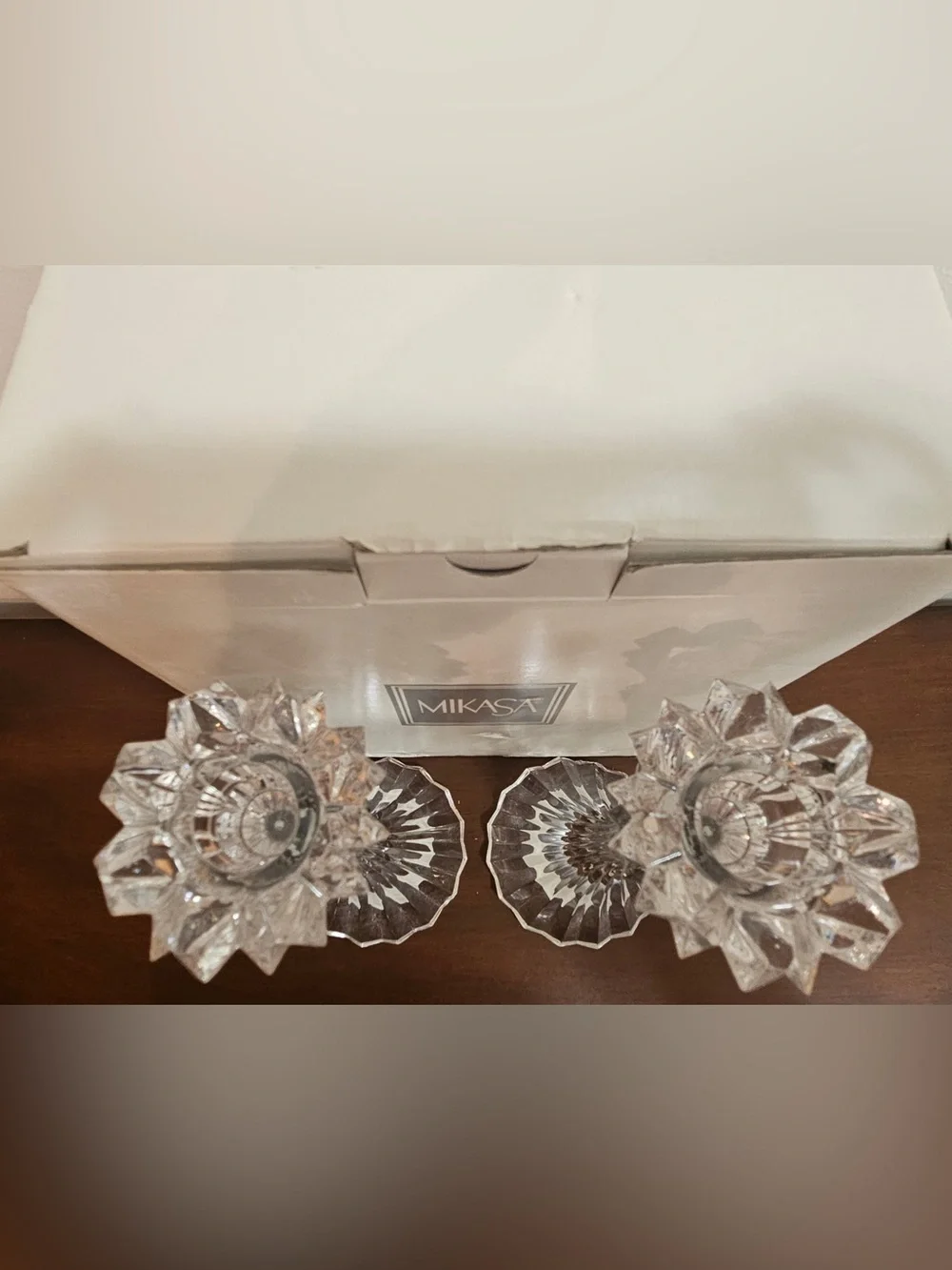 NWT Mikasa Clear Crystal Candlestick Pair 10